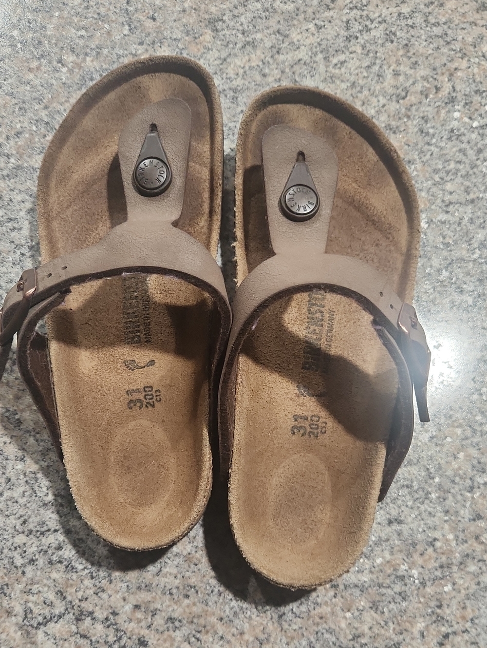 Birkenstock Kids Brown Leather Thong Sandals Size 13 - 13.5